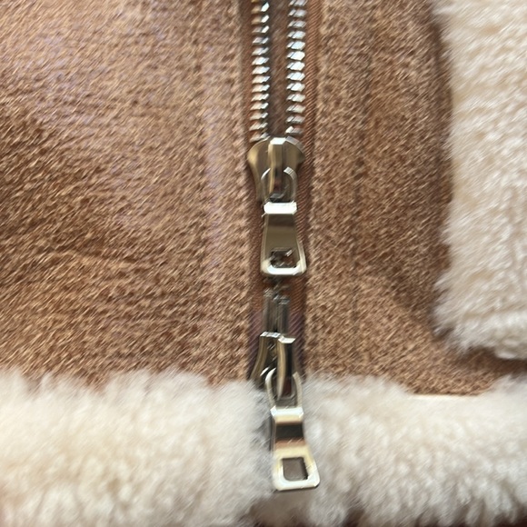 Fire Lady Fur Faux Suede & Fur crop Asymmetrical zip full fur lining & Sleeves - Picture 9 of 17